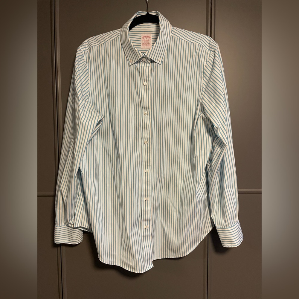 Brooks Brothers Aqua Striped Oxford Shirt